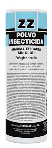 Zelnova Zeltia Polvo Insecticida | Autorizado su Uso Doméstico |Eficaz Contra Todo Tipo Insectos Cucarachas, Chinches, Hormigas, Pulgas| Sistema de Aplicación en Talquera| Contenido 250 g