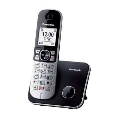 Panasonic KX-TG6851SPB Teléfono Inalámbrico Digital, Unidad Base y Auriculares, Identificador De Llamadas, Bloqueo De Llamadas Molestas, Timbre De Categoría, Pantalla LCD, Teclado Iluminado, Negro