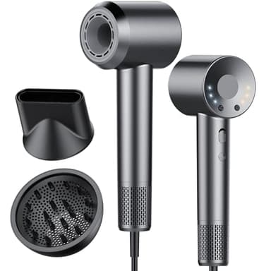 Secador de Pelo, Secador Pelo Profesional Iónico Portátil 160000 RPM, Secado Rápido, 500M Iones, Control de Temperatura, Con Difusor Magnético y Boquilla, 4 Niveles de Temperatura y 3 Velocidades