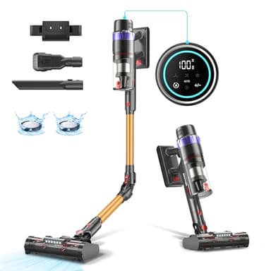 PRETTYCARE 45KPA/530W/60Mins Aspiradora sin Cable, Aspirador Escoba sin Cable Potente Modo Automático, Aspirador Inalámbrico Antienredo para Suelo/Alfombra/Pelos de Animales V3,2025 Actualización