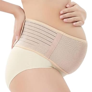 Rynvarl Faja de embarazo ajustable con soporte abdominal y lumbar – cinturón de maternidad transpirable para embarazadas – ideal para uso diario, coche, yoga, caminar o posparto (color piel)