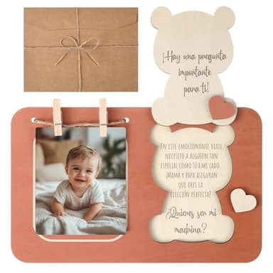 BBTO Quieres Ser Mi Madrina Regalo de Madrina Marco de Fotos 24 x 15 cm con Espacio para Foto y Nota Regalo Padrinos Bautizo Propuesta Sorpresa Recuerdo Anuncio Embarazo