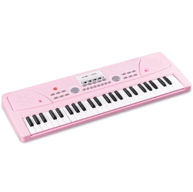 MAX KD49P Teclado infantil de 49 teclas con micrófono, 16 tipos de sonido, 8 ritmos, piano infantil función de grabación, pila de 8h, Piano eléctrico compacto para niños, teclado de juguete para niños