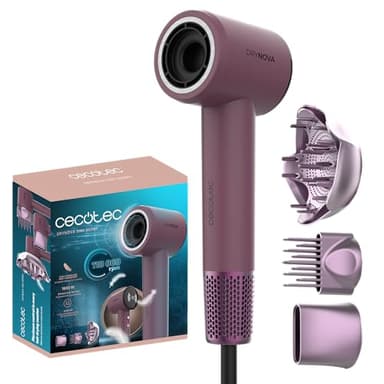 Cecotec Secador de Pelo Compacto y Ligero DryNova 3in1 Berry. 1600W, 110000RPM, Motor Brushless, Voluminizador, Difusor y Concentrador, Generador Iones, Silencioso y Duradero, 4 Ajustes Temperatura