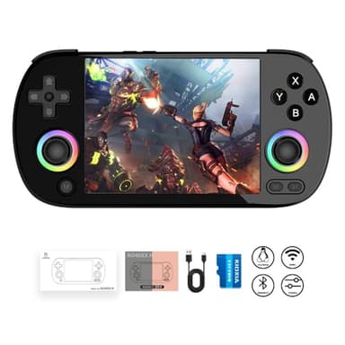 RG40XX H - Consola de juegos de mano retro RG40XXH consola de juegos retro con pantalla IPS de 4 pulgadas, sistema Linux, iluminación RGB, tarjeta TF de 64G y batería de 3200 mAh, compatible con 5G