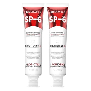 SP-6 Pasta de Dientes Blanqueadora con 6 Probióticos – Pasta Dental para Blanquear, Cuidar y Fortalecer Esmalte – Pasta Dental Sin Flúor para una Sonrisa Saludable y Radiante - 2 x 130g
