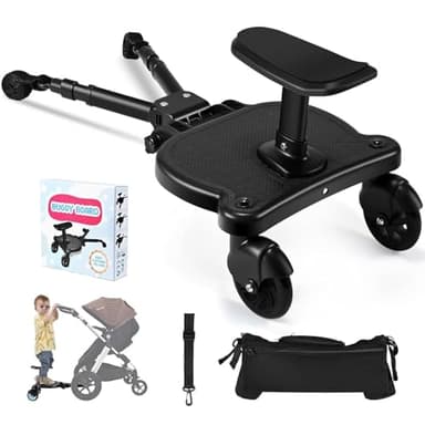 BugyKido Patinete Carro Bebe Universal, Tabla para Cochecito con Asiento, Buggy Board con Bolsa de Almacenamiento, Accesorio para Cochecito para Niños de 2 a 6 Nños (25KG)