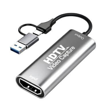 Capturadora de Video HDMI a USB C, Full HD 4K 1080P, Capturadora Video HDMI, Tarjeta de Captura, Capture Card para Edición de Vídeo/Juegos/Transmisión/Enseñanza en Línea