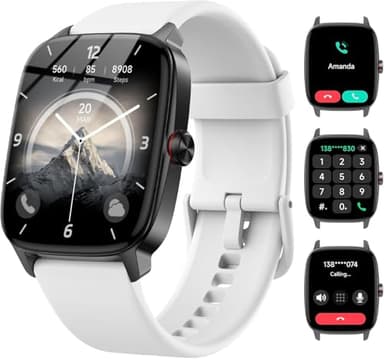 Reloj Inteligente Mujer Hombre con Llamadas Bluetooth y Voz AI, 1.85'' Smartwatch con Whatsapp Notificación, Pulsómetro/SpO2/Sueño/Podómetro, 110+ Modos Deportivos, Impermeable IP68 para iOS/Android