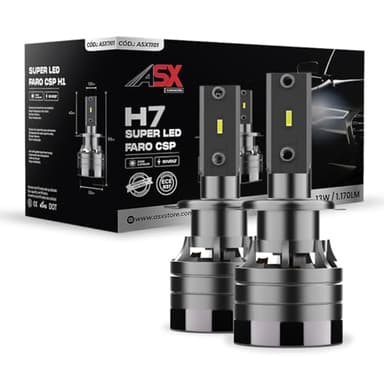 ASX Iluminación Super LED Homologadas en España, 13W, 1170 Lúmenes reales, Lámpara de Faros Delanteros 12-70V. Bombillas LED Luz Blanca 6000K Chip CSP, Conversión Faros Led, IP68, PACK 2 (H7)