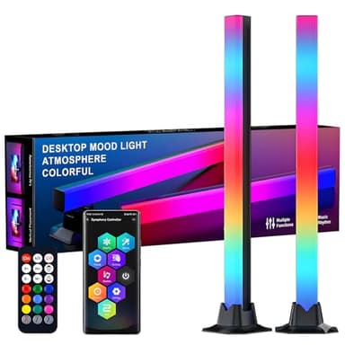 AURORIONCG Barras de Luz LED Inteligentes RGBIC, Iluminación Ambiental 42CM Sincronización Musical y App, Luces Gaming para PC TV, Lámpara de Ambiente Reactiva al Sonido para Decoración