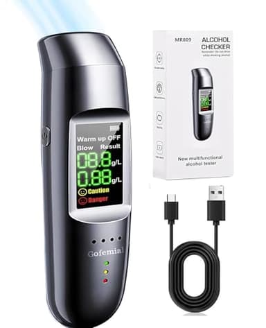 Alcoholimetro Homologado DGT, Sicomne Alcohol Alcolimetros Homologados España Profesional Alcoholimetro Homologado Test Alcoholemia Etilometro Pantalla LCD Digital Boquillas Batería Recargable USB