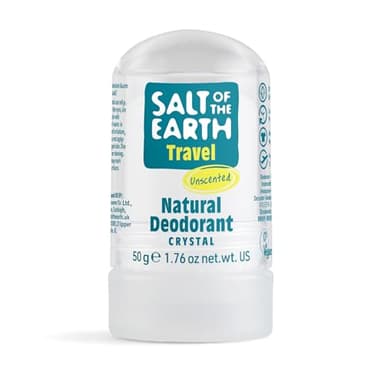 Natural Deodorant Travel Crystal by Salt of the Earth, Unscented, Fragrance Free, Vegan, Long Lasting Protection, Leaping Bunny Approved - 50g