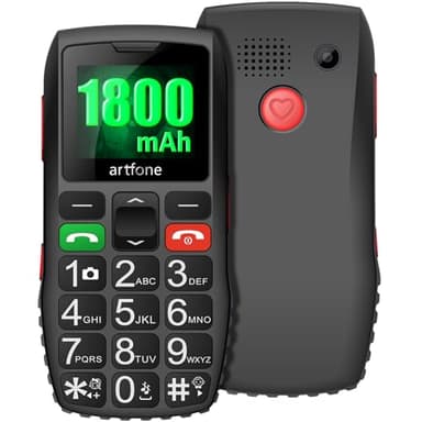 artfone C1 - Teléfono móvil para Personas Mayores, Botones Grandes, Volumen Alto, botón SOS, Negro