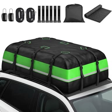Cofre de Techo 21 Cubic/595L, Impermeable Cofre de Techo Oxford 1000D, con Alfombrilla Antideslizante y 6 Correas para Cargas Pesadas, Bolsa de Techo Plegable para Viajes, Coches, Todoterrenos