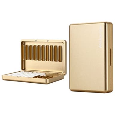 Mekeran Caja de almacenamiento de aleación de aluminio para iQOS Heets/Cigarette, funda protectora dura para la vida diaria y viajes (dorado)