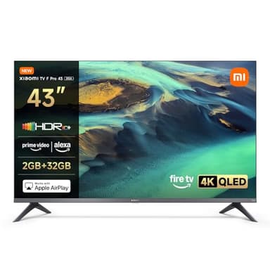 XIAOMI TV F Pro 43, 43 Pulgadas (101 cm), 4K UHD QLED, Smart TV, Fire TV, Control por Voz Alexa, HDR10+, MEMC, 2GB+32GB, Compatible con Apple AirPlay, 2025