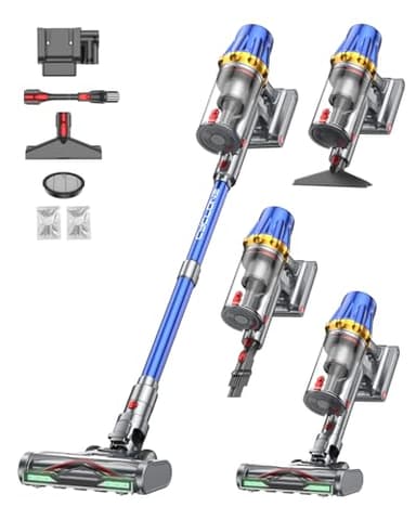 Huhuba H9 Aspiradora sin Cable 58Kpa/650W/80Min, Aspirador Vertical Potente con Pantalla Táctil LED, Autoportante, Cepillo de Suelo Antienredos Mejorado para Suelos/Alfombras/Pelo de Animales, Azul