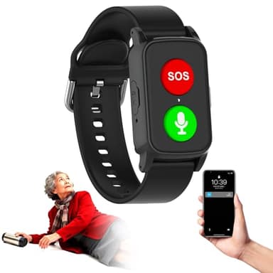 Reloj Inteligente GPS Localizador Personas Mayores con Detección De Caídascon Botón De Llamada De Emergencia Botón, Waterproof Detector Caída, Monitoreo De La Salud Black