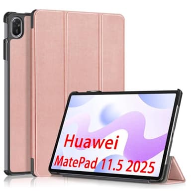 GIOPUEY Funda Compatible con Huawei MatePad 11.5 2025, Piel Carcasas, Plegable Funda con Soporte, Protección 360° - Oro Rosa