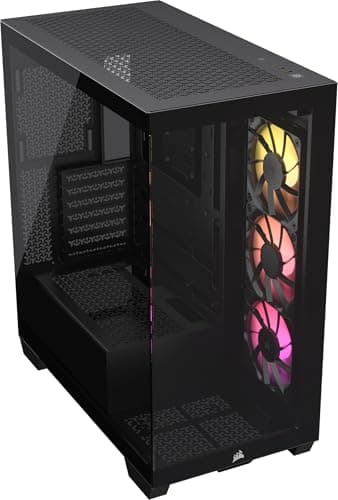 CORSAIR 3500X ARGB Media-Torre ATX Caja de PC - Cristal Templado Panorámico - Compatible Placa Base de Conexión Inversa - 3X Ventiladores CORSAIR RS120 ARGB Incluidos - Negro