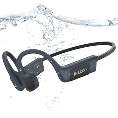 IFECCO Auriculares Conduccion Osea Natacion - IP68 Resistente al Agua Cascos para Nadar Bluetooth 5.4,Auriculares Open Ear con 32G Mp3 para Natacion Correr Ciclismo