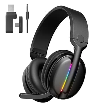 MANKIW Cascos Gaming Inalámbricos Estéreo HiFi con Micrófono Antirruido, Auriculares Bluetooth 5.4 con Baja Latencia para Juegos, 2,4GHz Conexión Tri-Modal, 40 Horas de Reproducción