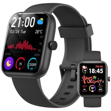Reloj Inteligente Hombre Mujer Konitee, Smartwatch con Llamadas Bluetooth, 1.83" Pulsera Actividad con Whatsapp Mensajes, 110+ Modos Deportivo, SpO2/Sueño/Pulsómetro, Impermeable IP68 para iOS/Android