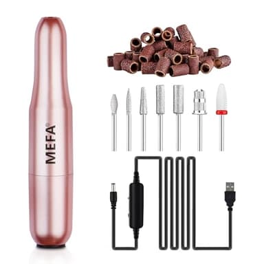 MEFA Torno para Uñas Profesional, 13 en 1 Torno para Uñas, 20000 Rpm Lima Electrica Uñas, Nail Drill Recargable USB para Uñas de Gel, Velocidad Ajustable Set de Manicura y Pedicura para Principiantes