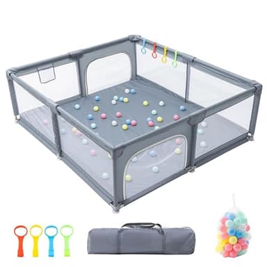 GLOKID Parque Bebé, 180 * 200CM, modulable, gran parque infantil, bola marina, bolsa de almacenamiento, gancho, para el hogar