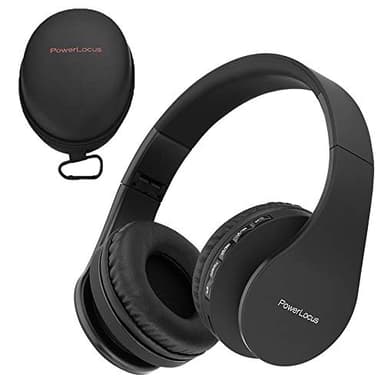 PowerLocus P1 – Auriculares Bluetooth inalambricos de Diadema Cascos Plegables, Casco Bluetooth con Sonido Estéreo con Conexión a Bluetooth Inalámbrico y Audio Cable para Movil, PC, Tablet - Negro