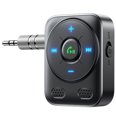 2024 JOYROOM Manos Libres Coche Bluetooth 5.4, Adaptador Coche 【Bass & HiFi EstéReo】 Receptor Bluetooth Jack 3.5 con Indicador LED, Receptor con 16 Horas de Tiempo de Reproducción