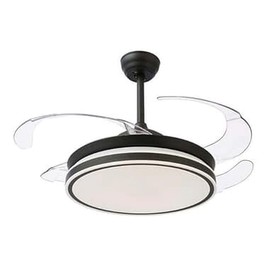 BEL AIR HOME - Ventilador de Techo ASGARD - Motor DC Silencioso - Aspas Desplegables 108CM - Luz LED 36W 3 Temperaturas - Mando a Distancia - Modo Invierno - Blanco (MAX NEGRO)