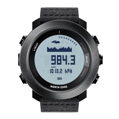 NORTH EDGE Apache D - Reloj de buceo para hombre, 50 m, brújula digital, altímetro, barómetro, contador de pasos, resistente al agua, pantalla grande, batería recargable