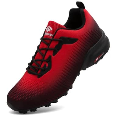 ASOCO DREAM Zapatillas de Trail Running Hombre Calzado de Correr Transpirable Antideslizante Zapatos de Senderismo Calzado Deportivo Exterior,Negro Rojo,45 EU
