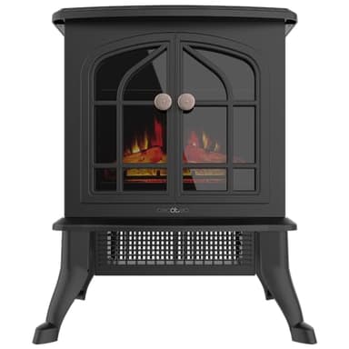 Cecotec Chimenea Eléctrica de Pie ReadyWarm 2000 Flames. 2000 W, 2 Niveles de Potencia, Termostato Ajustable y Control Independiente de Las Llamas, Área de Cobertura 25 m2