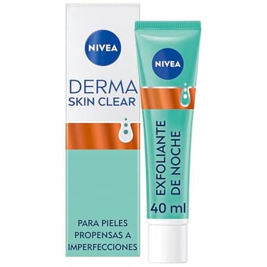 NIVEA Derma Skin Clear - Peeling Exfoliante de Noche - Con Ácido Salicílico, Glicólico y Niacinamida - Piel Renovada - Reduce las Manchas - Desobstruye los Poros - Piel con Imperfecciones - 40 ml