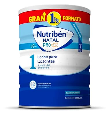 Nutribén Natal Pro Alfa 1 - Leche en Polvo Bebé 1 GRAN FORMATO | Leche de Fórmula para Bebé desde el Primer Día | sin Aceite de Palma | con Cacito Dosificador Incluido | con DHA | 1 Bote de 1KG