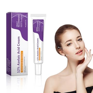 Sérum Facial Ácido Azelaico | Crema Antiacné y Anti-Enrojecimiento con Niacinamida y Vitamina C | Hidratante Nocturno para Piel Grasa y Sensible | Solución para Acné y Poros (20g)