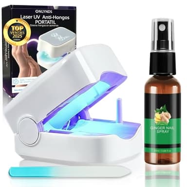 SÚPER Dispositivo PREMIUM Limpieza Laser para Eliminar Hongos Uñas Pies + ACEITE Esencial + Lima | Dispositivo CERTIFICADO Láser Hongos Uñas 460nm Luz Azul | Altamente Efectiva para Hongos