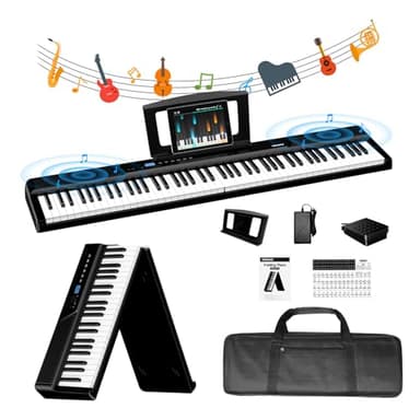 TERENCE Piano électronique pliable plus fin et léger, clavier professionnel à 88 touches avec gamme lourde, 2 haut-parleurs de 30 W, interface Bluetooth et MIDI pour différents styles de reproduction