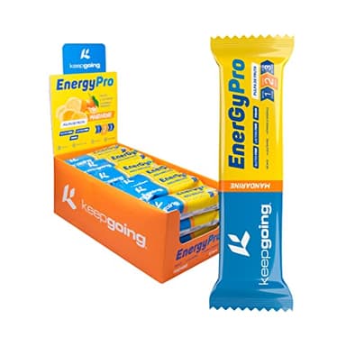 Keepgoing - Barritas Energéticas Naturales EnergyPro 12 uds x 40g | Textura de Gominola para Ciclismo y Running | Barritas Energéticas de Pulpa de Fruta (12 unidades, Mandarina)