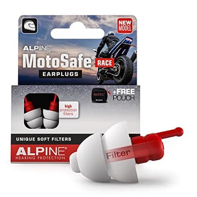 Alpine MotoSafe Race Tapones para los Oídos - Tapones para Carreras - Evita Daños Auditivos durante la Práctica del Motociclismo - El Tráfico sigue siendo Audible - Tapones Reutilizables
