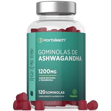 Ashwagandha Gominolas 1200mg | 2 Meses de Suministro | 120 Gummies - Sabor Frambuesa | Ayurveda - Gummies de Ginseng Indio | Withania Somnífera | de Horbaach
