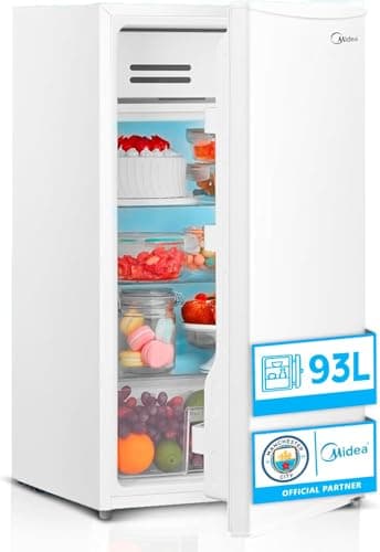 Midea Nevera Pequeña 93L - Mini Frigorífico Compacto para Hogar y Oficina - Frigorífico Pequeño Bajo Consumo Sin Congelador - Mini Bar Silencioso para Caravana y Camping con Zona fría de 0º/-3º