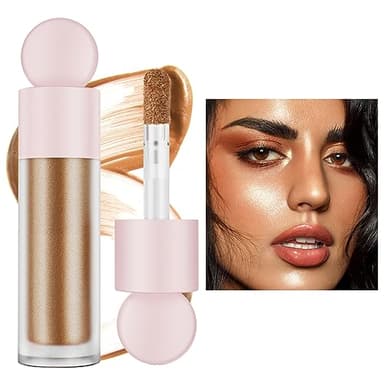 Liquid Highlighter Natural Glow para rostro y cuerpo, iluminador hidratante para brillo de larga duración, barra de contorno con aplicador de almohada (#4 luz de velas, 7,5 ml)
