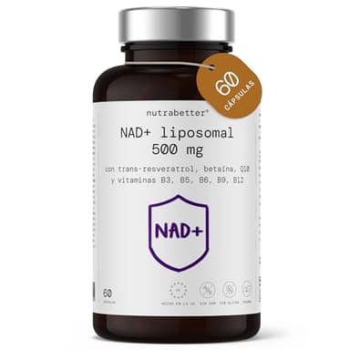 NAD+ Liposomal - NAD Resveratrol |NAD con Resveratrol, Betaína, Q10 y Vitaminas B3, B5, B6, B9 y B12 |más de 1000 mg por dosis diaria| Antiedad, Vitalidad Celular,Activador de sirtuinas |nutrabetter®