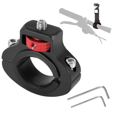 Soporte para Cámara de Bicicleta Motocicleta, Aluminio Giratorio de 360 Grados Antirretroceso Bicicleta Soporte para Manillar para GoPro Insta360 dji Osmo y Luz de Relleno (22-32mm)