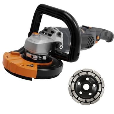Lijadora de Hormigón MAXXT : amoladora 125 con motor de 1500W, 1000-8500rpm, 7 niveles velocidad，Borde lateral ajustable, para pisos de concreto/aceras/estacionamientos/almacenes