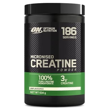 Optimum Nutrition Creatina Micronizada en Polvo, Sin Sabor, 634g, 186 Servicios